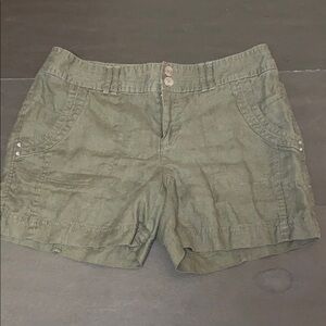 INC International Concepts Size 4 Olive Green Women's Linen Shorts